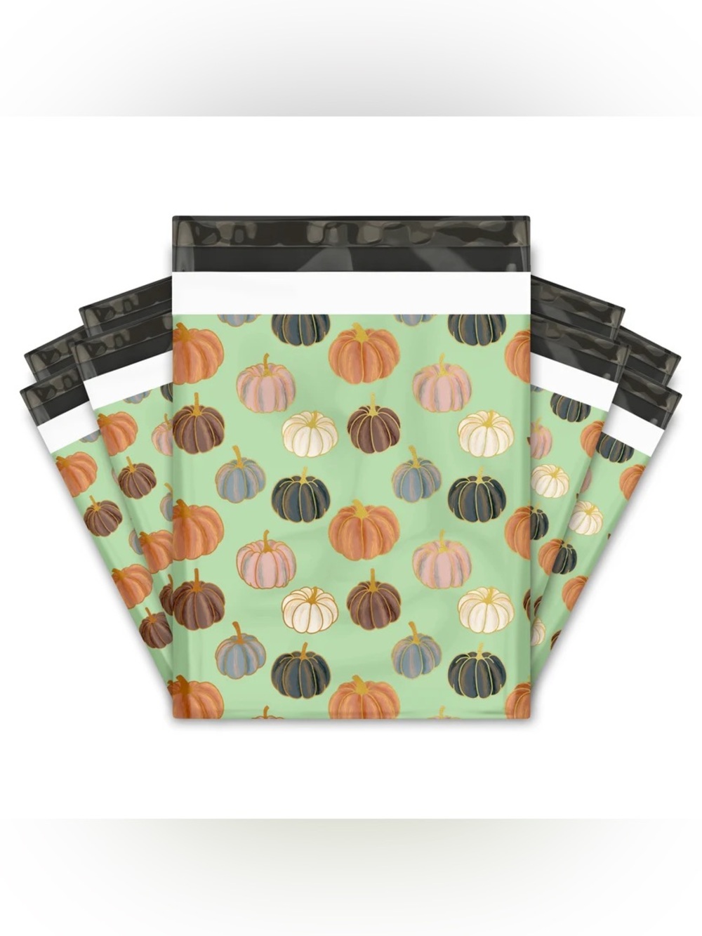 *Buy Now* 25 12 X 15 Pumpkin Pattern Poly Mailers - Picture 1 of 2